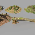Micro Terrain Design With Natural Elements Like Soil Grass And Wood Logs 3d model