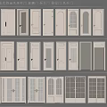 Various Hinged Doors With Diverse Panel Styles And Glass Insert Designs