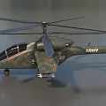 Realistic Army Military Helicopter With Camouflage Paint Rotors And Landing Gear