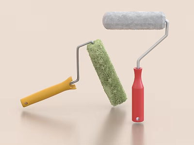 Colorful Paint Rollers As Home Decoration Tools 3d model