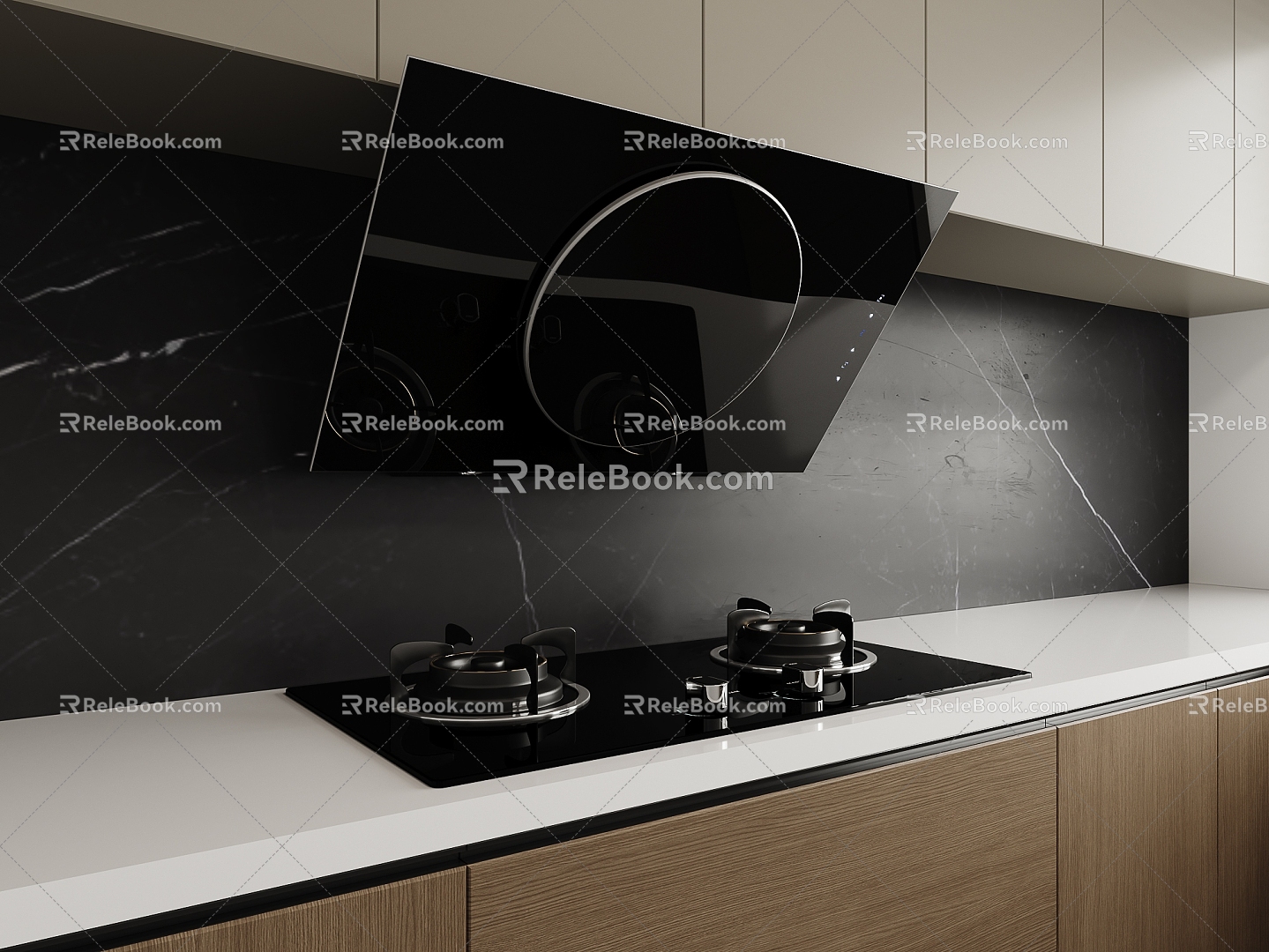 Range Hood Stove Combination Stove Side Range Hood 3d model