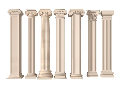 Various Roman Columns With Different Classical Styles And Ornate Carvings 3d model