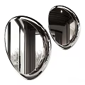 Two Modern Shiny Oval Mirrors With Metallic Frames Reflecting Interior Space 3d model