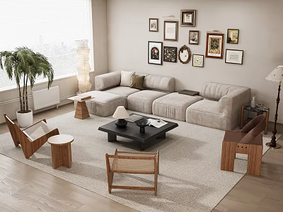 Sofa Coffee Table Combination Multi-person Sofa Coffee Table Leisure Chair Side Corner Table 3d model
