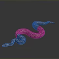 Brown Scaled Reptile Snake With Coiled Body And Pattern On Dark Background 3d model