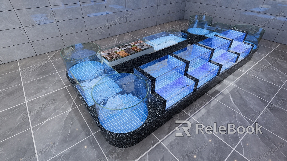 Restaurant seafood pool fish tank renderings model