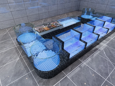 Restaurant seafood pool fish tank renderings model