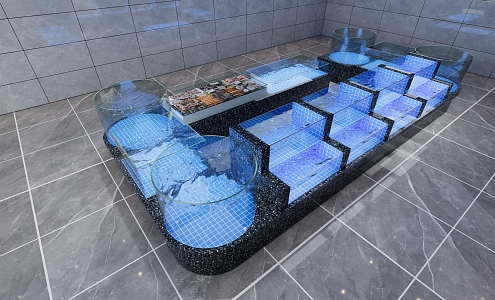 Restaurant seafood pool fish tank renderings 3d model