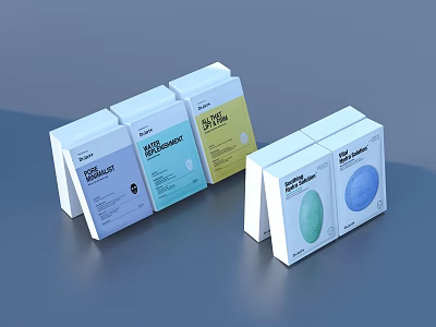 Colorful Perfume Cosmetic Packaging Boxes With White Blue And Yellow Design Styles 3d model