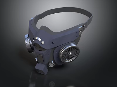 Mechanical Gas Mask Structure With Head Strap Circular Fan And Metal Components 3d model