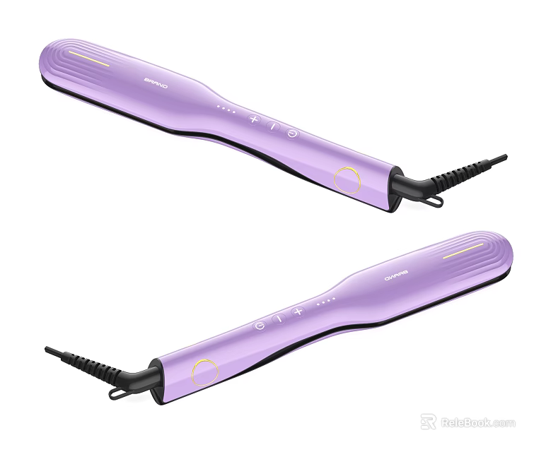 Two Purple Hair Straighteners For Daily Use With Modern Design And Control Buttons 3d model 