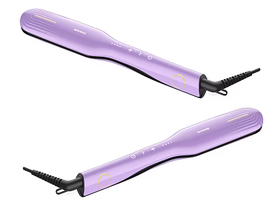 Two Purple Hair Straighteners For Daily Use With Modern Design And Control Buttons 3d model