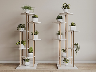 Modern Storage Rack Green Plant Storage Rack 3d model