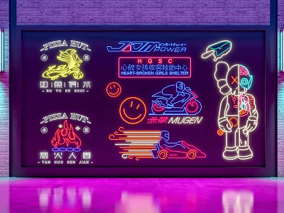 Modern decorative lights neon 3d model