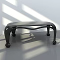 Modern Black Dining Table With Curved Legs In Light Shadow Interior