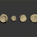 Four Lit Candle Lamps of Varying Heights on Black Surface with Reflections