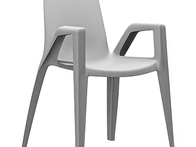 Modern Minimalist Dining Chair With Armrests Grey Plastic Design For Home Kitchen 3d model