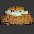Delicious Golden Crispy Pastry With Cream Topping And Red Berry Garnish