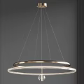 Modern Circular Chandelier With Double Metal Rings And LED Lighting For Interior Ceiling