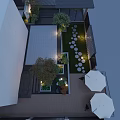 Terrace Garden Landscape Design With Trees Plants Lighting And Patio Tiles