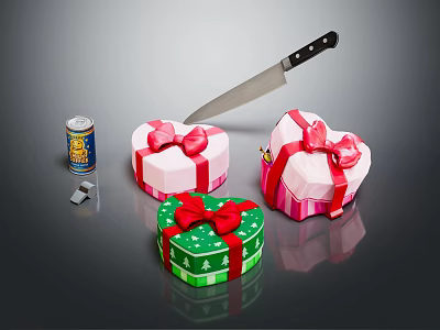 Modern Gift Box Heart-Shaped Gift Box 3d model
