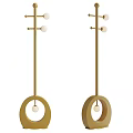 Modern Golden Floor Lamps With Circular Base And Spherical Bulbs
