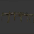 Rustic Wooden Bridge Structure With Planks And Support Posts Design 3d model