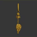 Elegant Golden Hoop Pendant With Leaf Shaped Engraved Decorative Charm