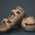 Brown Leather Sandals With Adjustable Straps And Treaded Soles For Outdoor Casual Wear
