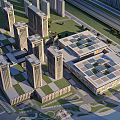 Aerial Urban Planning With High Rise Buildings Green Spaces And Road Networks
