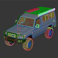 Silver Grey Off-road Vehicle With Roof Rack Orange Light Front Grille And Off-road Tires
