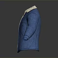 Blue Jacket With White Fleece Lining Open Front And Side Pockets Design 3d model