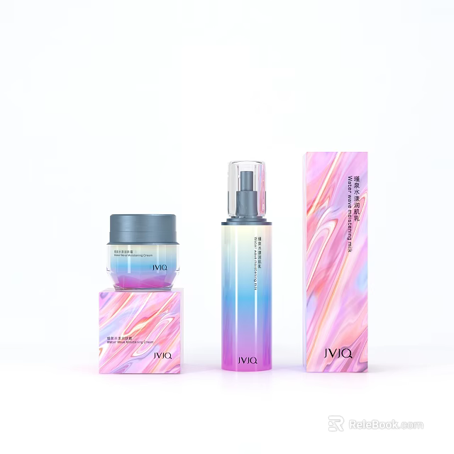 IVIOL Cosmetics Set With Gradient Color And Marble Pattern Packaging 3d model 