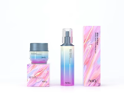 IVIOL Cosmetics Set With Gradient Color And Marble Pattern Packaging 3d model