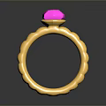 Gold Ring With Textured Band And Pink Gemstone For Fashion Accessory