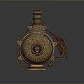 Traditional Handcrafted Decorative Bottle With Woven Details Colorful Patterns And Rope Accents