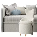 Cozy Sofa With Storage Drawers Plaid Fabric Pillows And Bear Shaped Chair