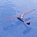 Seaplane Flying Above Blue Water Surface With Smooth Waves And Sky 3d model
