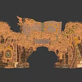 Enchanted Door Arch with Trees Open Book Vines Lantern and Scroll
