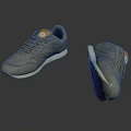 Gray Casual Sneakers With Yellow Accents Laces And White Sole Design