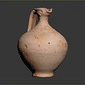 Terracotta Hand Carved Sculpture Vessel With Bird Headed Spout Curved Handle And Holed Surface