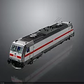 Modern Electric Train Model With White Red Stripes And Pantograph On Top 3d model