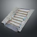 Outdoor Natural Stone Steps With Pebbles And Rustic Ground Design 3d model