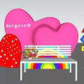 Photo Check In Spot With Pink Heart Red Star Heart Rainbow Bench And Flower Bouquet