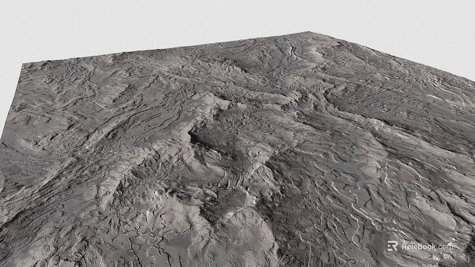 Natural Rocky Terrain Featuring Undulating Surface Deep Valleys And Rough Textures 3d model 