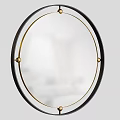 Circular Mirror With Black Frame And Gold Decorative Balls For Home Decor