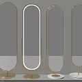 Stylish Floor Standing Mirrors With Metal Frames Gold White Bases And Interior Reflections