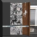 Modern Entryway With Marble Countertop Artistic Wall Decor And Pendant Light