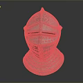 Medieval Knight Helmet With Metal Construction Protective Design And Shiny Decorative Engraved Patterns