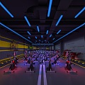 Industrial-style spinning room gym 3d model